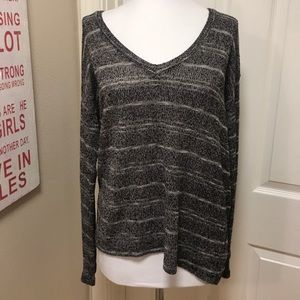 Harlowe & Graham Gray Knit Striped Sweater‎ Medium